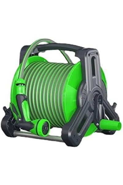 SKY TOUCH بكرة خرطوم المياه SKY-TOUCH، أنبوب مياه محمول ومثبت على الحائط مع مسدس ماء عالي الضغط - 10 رشاشات