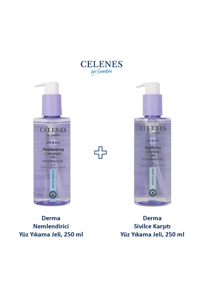 celenes by sweden Derma Nemlendirici ve Karşıtı Yüz Yıkama Jel 2'li Set