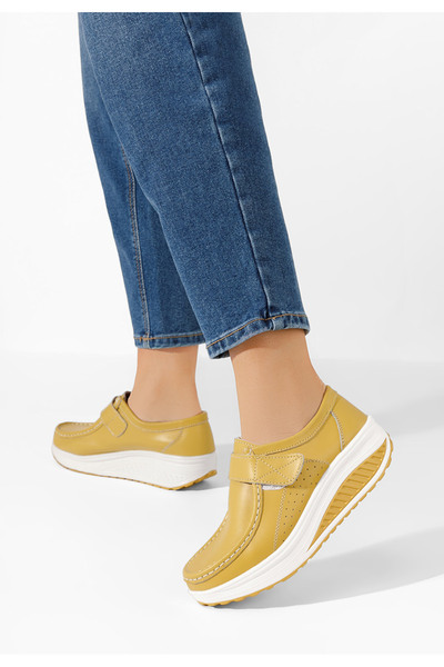 B T Shoes Žlutá kožené mokasíny Justina
