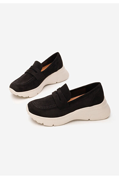 B T Shoes Čierne dámske mokasíny na platforme Almata V2