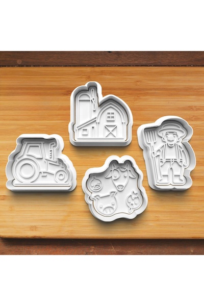 Hobist مجموعة مكونة من 4 قوالب لصنع البسكويت وعجينة السكر من شركة فارمر