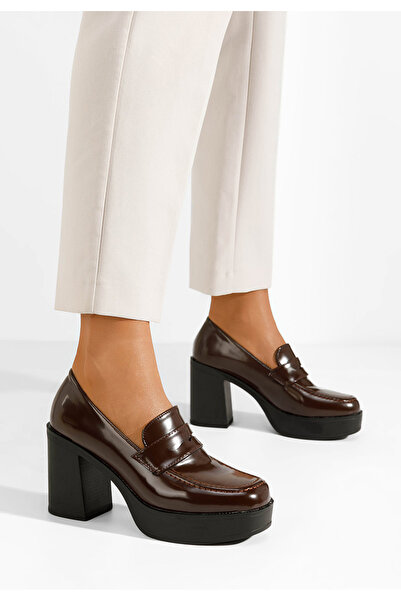 B T Shoes Meilani brown platform loafers
