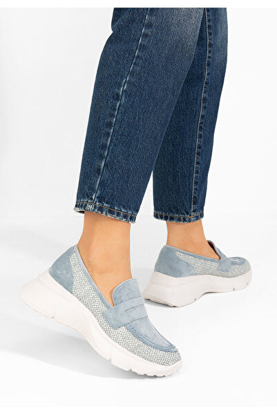 B T Shoes Μοκασίνια με πλατφόρμα Almata μπλε