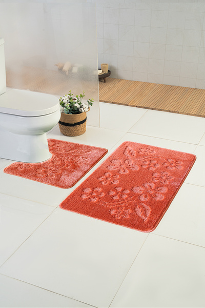 Moda Dekor Standart Almorita Turuncu 50x80 cm + 50x40cm 2'li Banyo Paspası