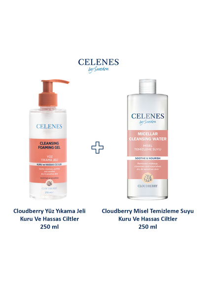 celenes by sweden Cloudberry Yüz Yıkama Jeli + Misel Yüz Temizleme Suyu 2'li Set