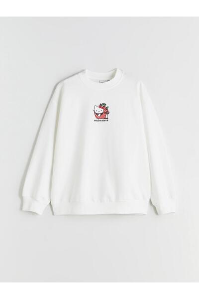 LC Waikiki LCW Kids Bisiklet Yaka Hello Kitty Baskılı Kız Çocuk Sweatshirt