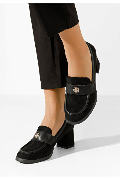 B T Shoes Čierne mokasíny na opätku Jonsia V2