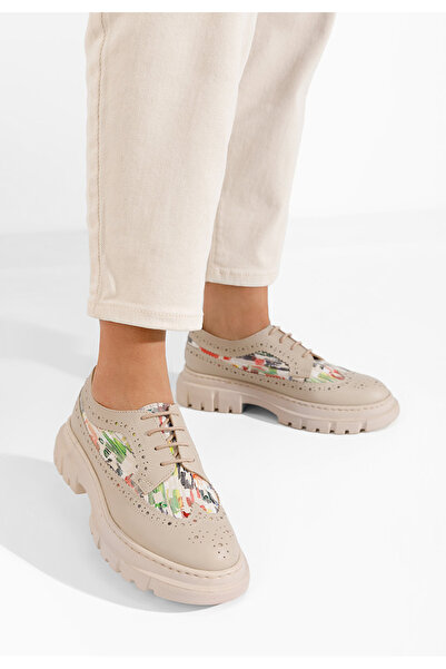 B T Shoes Oxford δερμάτινα γυναικεια Henise V5 μπεζ