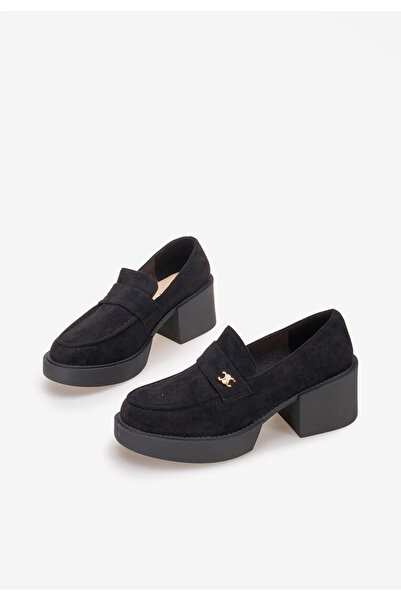 B T Shoes Čierne mokasíny na opätku Kerena