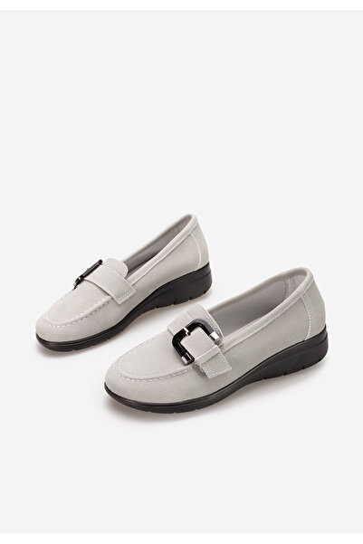 B T Shoes Sivé kožené mokasíny dámske Bernara