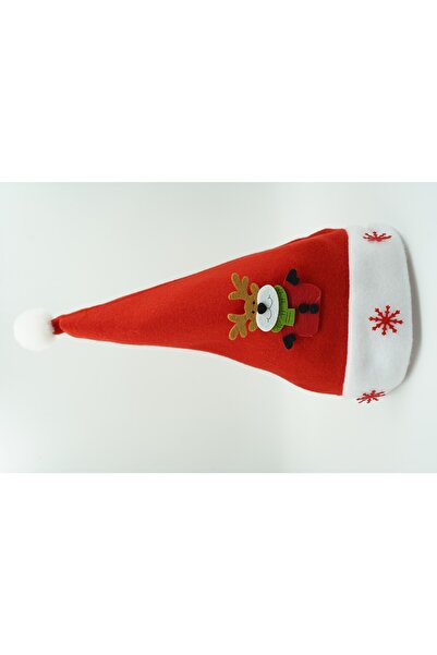 dalip Santa Hat with Reindeer Pattern and Snowflake Ornament, Red, One Size, Textile