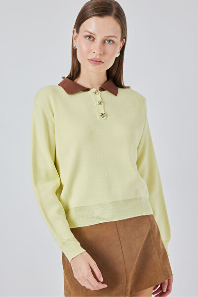 Bigdart Women's Crop Knitwear Sweater 15936 - Yellow