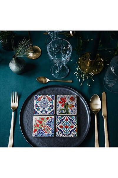 arslart قاعدة أكواب من الحجر الطبيعي منقوشة بنمط زهرة التوليب العثمانية، للاس...