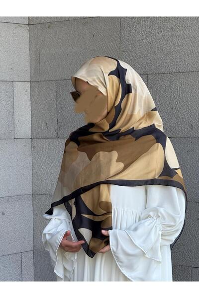 Qalortex Scarf Κασκόλ με σχέδιο Vera από βαμβάκι-Μαύρο/Χρυσό