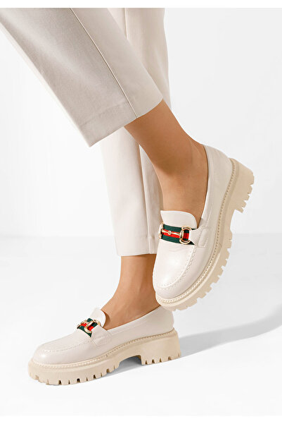 B T Shoes Beige Hindira thick-soled loafers