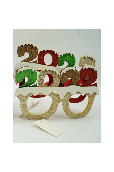Flippy New Year's Eve Party Glasses, 2022, Beige, Plastic and Polyester,