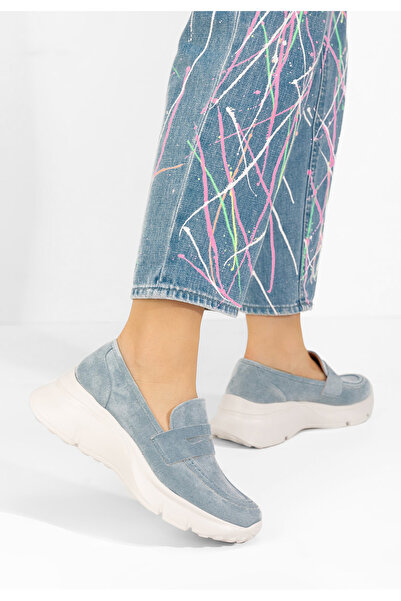 B T Shoes Μοκασίνια με πλατφόρμα Almata Γαλάζιο