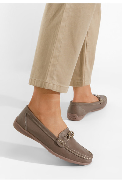 B T Shoes Khaki kožené mokasíny Celetina