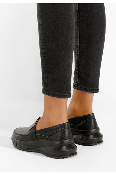 B T Shoes čierne kožené poltopánky dámske Amelya