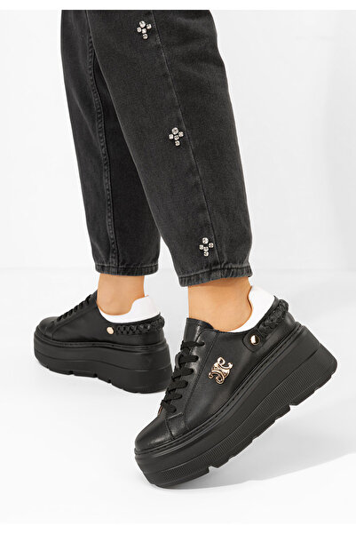 B T Shoes Černé dámské tenisky na platformě Blanch