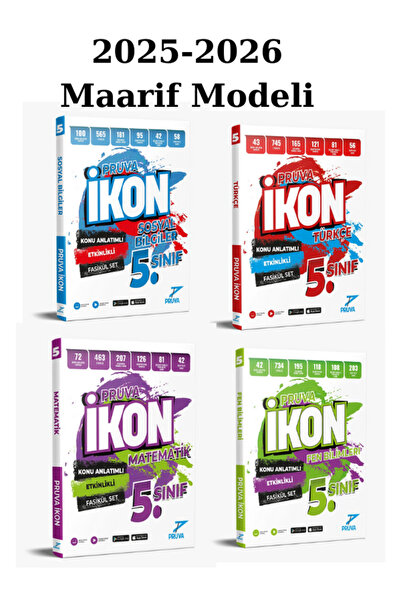 Pruva Akademi Pruva 5.Sınıf Türkçe-Matematik-Sosyal-Fen İkon Konu Anlatımlı E...
