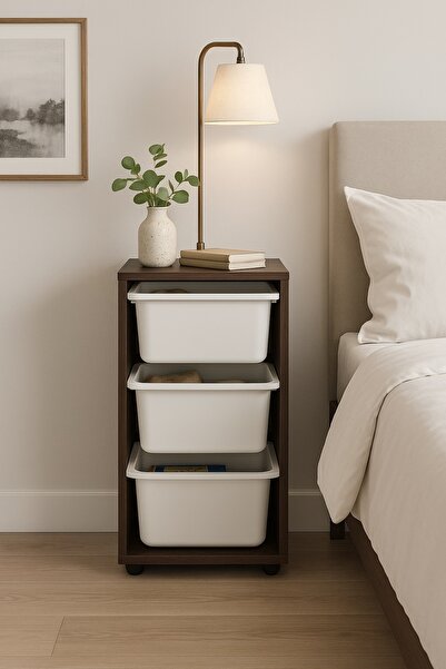 Golden Bark Practical 3-drawer brown wooden storage cabinet for bedroom and living room