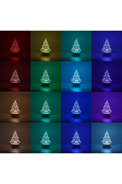 Flippy 3D Decorative LED Lamp - Christmas Tree, Acrylic, Multicolor, White