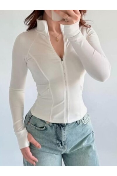 İsra Ayyıldız Moonstar Collection Parmaklı street Y2K fermuarlı tam boy hırka...