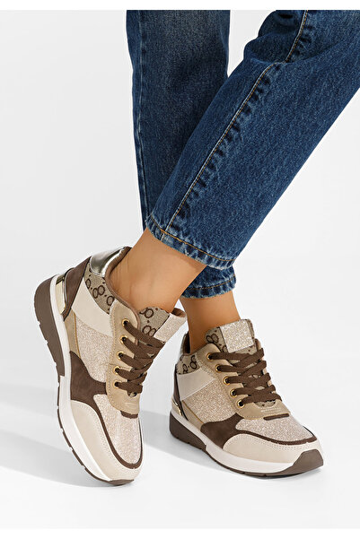 B T Shoes Khaki dámské tenisky na platformě Kali