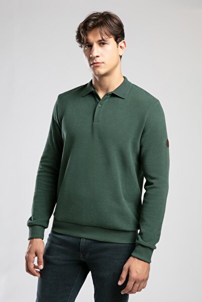 Lee Cooper Newblend Men's Polo Neck Sweatshirt Emerald