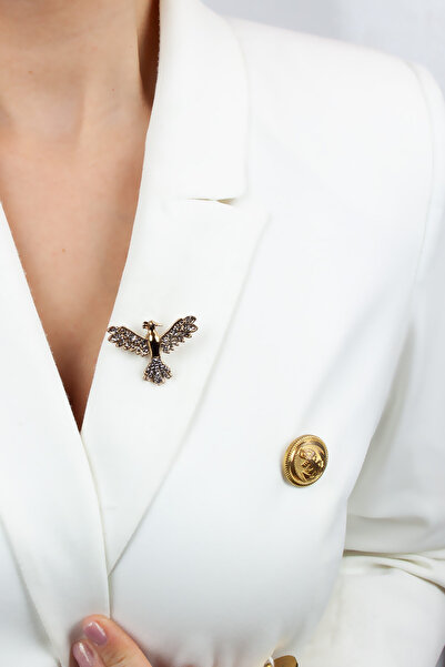 Liveyn Design Ankakuş Figür Zirkon Taşlı Yaka İğnesi