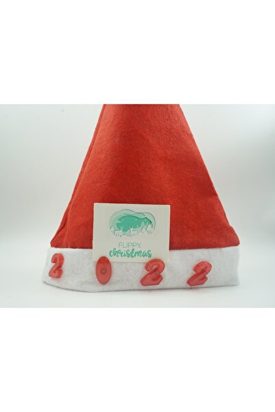 Flippy Santa Hat with '2022' Inscription and LED, Red, One Size, Polyester