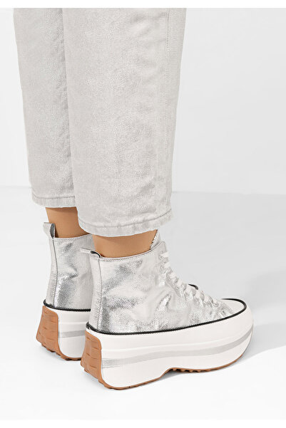 B T Shoes Stribrné tenisky na platformě Francene