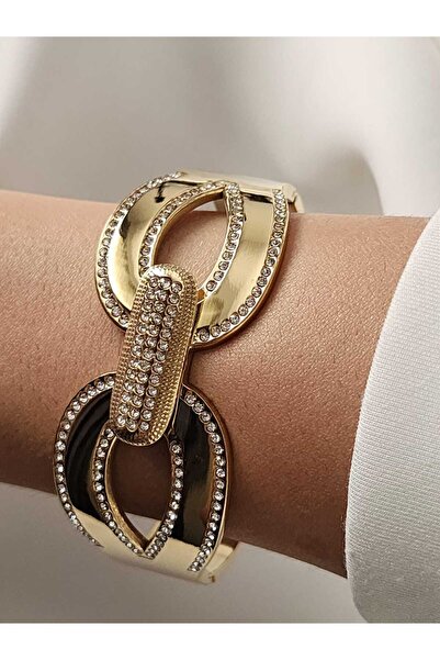 ZÜLİSCH ÇELİK KELEPÇE KALIN MODEL ZİRKON TAŞLI 14K GOLD PASLANMAZ