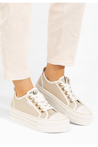 B T Shoes Béžové dámské plátěné tenisky Charita