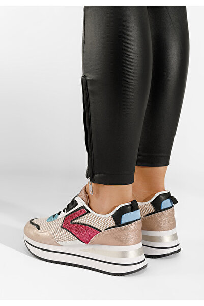 B T Shoes Champagne dámské tenisky na platformě Tarika