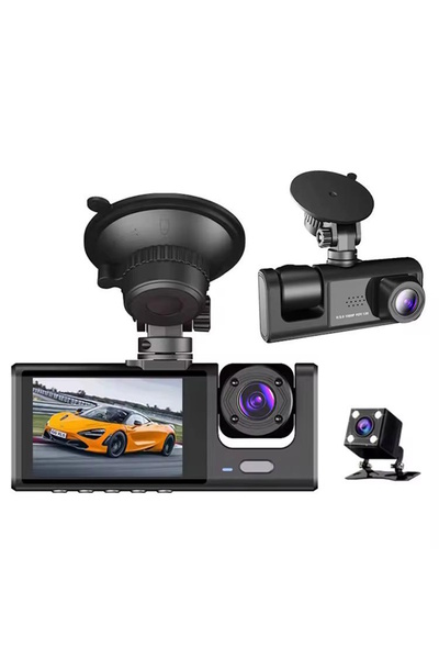 XTRIKE ME Araç İçi Kamera 3 Kameralı Geniş Açı 1080p Gece Görüşlü Ön-İç-Dış A...