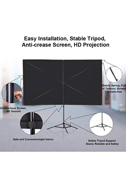 OEM GT GETCO 100 Inch Projection Screen, 16:9 HD Foldable Support Indoor/Outdoor, Home, Party, Office