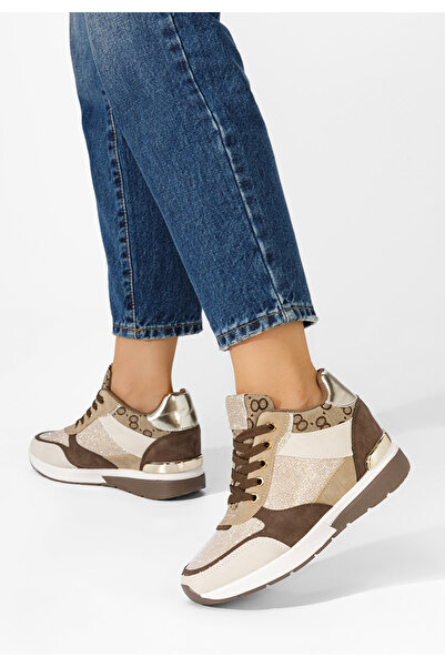 B T Shoes Khaki dámské tenisky na platformě Kali