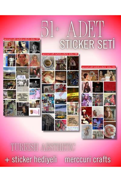 merccuri crafts Turkish Aesthetic Sticker Set (51+ Pieces High Quality) - Notebook, Agenda