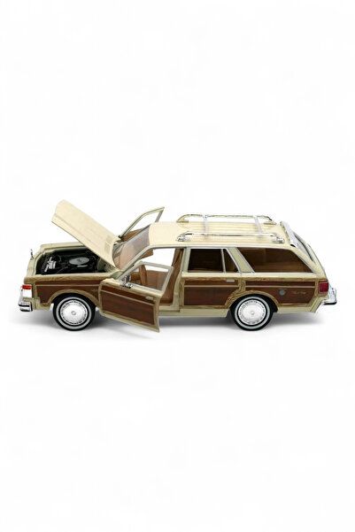 Peda Toy Çek Bırak Metal Model Oyuncak Araba 1:24 1979 Chrysler Lebaron Town & Country Krem