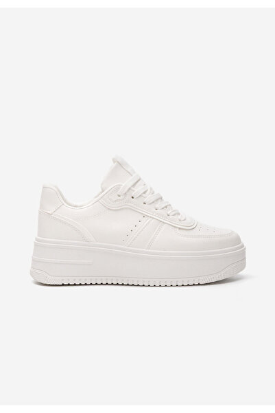 B T Shoes Bílé dámské tenisky na platformě Yolando