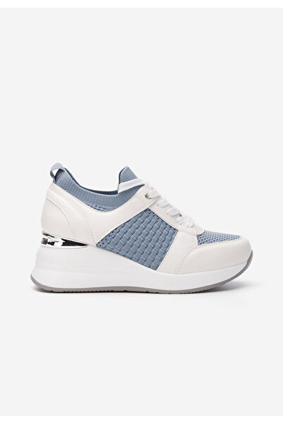 B T Shoes Bílé dámské tenisky na klínku Ellsa