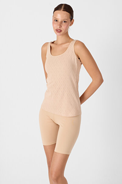 Malabadi Women's Skin Color Thick Strap 100% Cotton Jacquard Tank Top 354