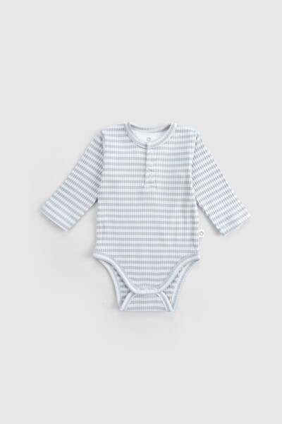 Little Gusto Ayarlanabilir Çıtçıtlı Modal Bebek Body Uzun Kollu Mavi Zıbın