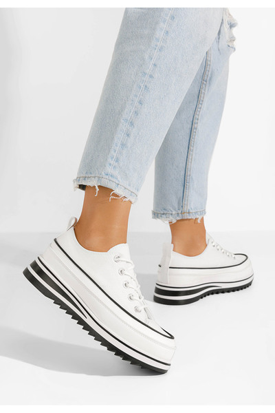 B T Shoes Bílé tenisky na platformě Menola