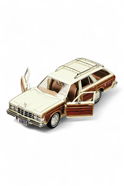Peda Toy Çek Bırak Metal Model Oyuncak Araba 1:24 1979 Chrysler Lebaron Town & Country Krem