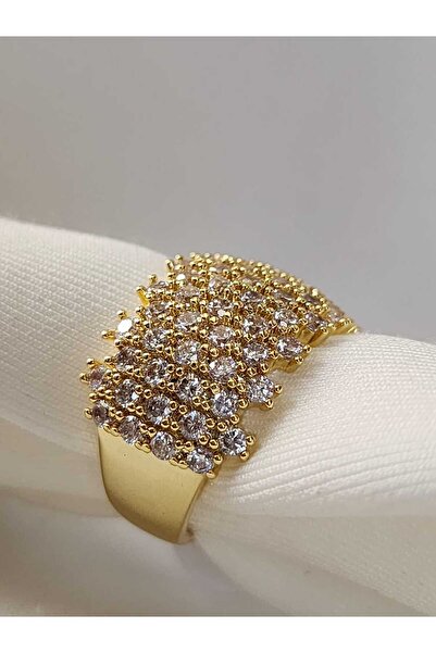 ZÜLİSCH خاتم من الفولاذ مرصع بحجر الزركون ذهبي اللون مقاوم للصدأ