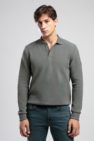 Lee Cooper Newblend Men's Polo Neck Sweatshirt Olive