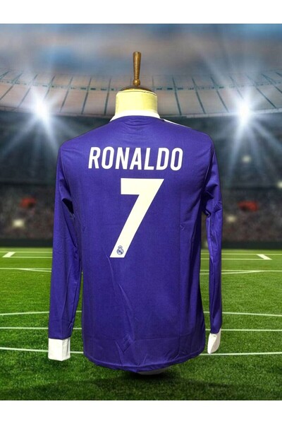 After Party Copy - Cristiano Ronaldo Cardiff .League 2017 Purple Long Sleeve Adult Jersey Vs Sports Singlet Ag